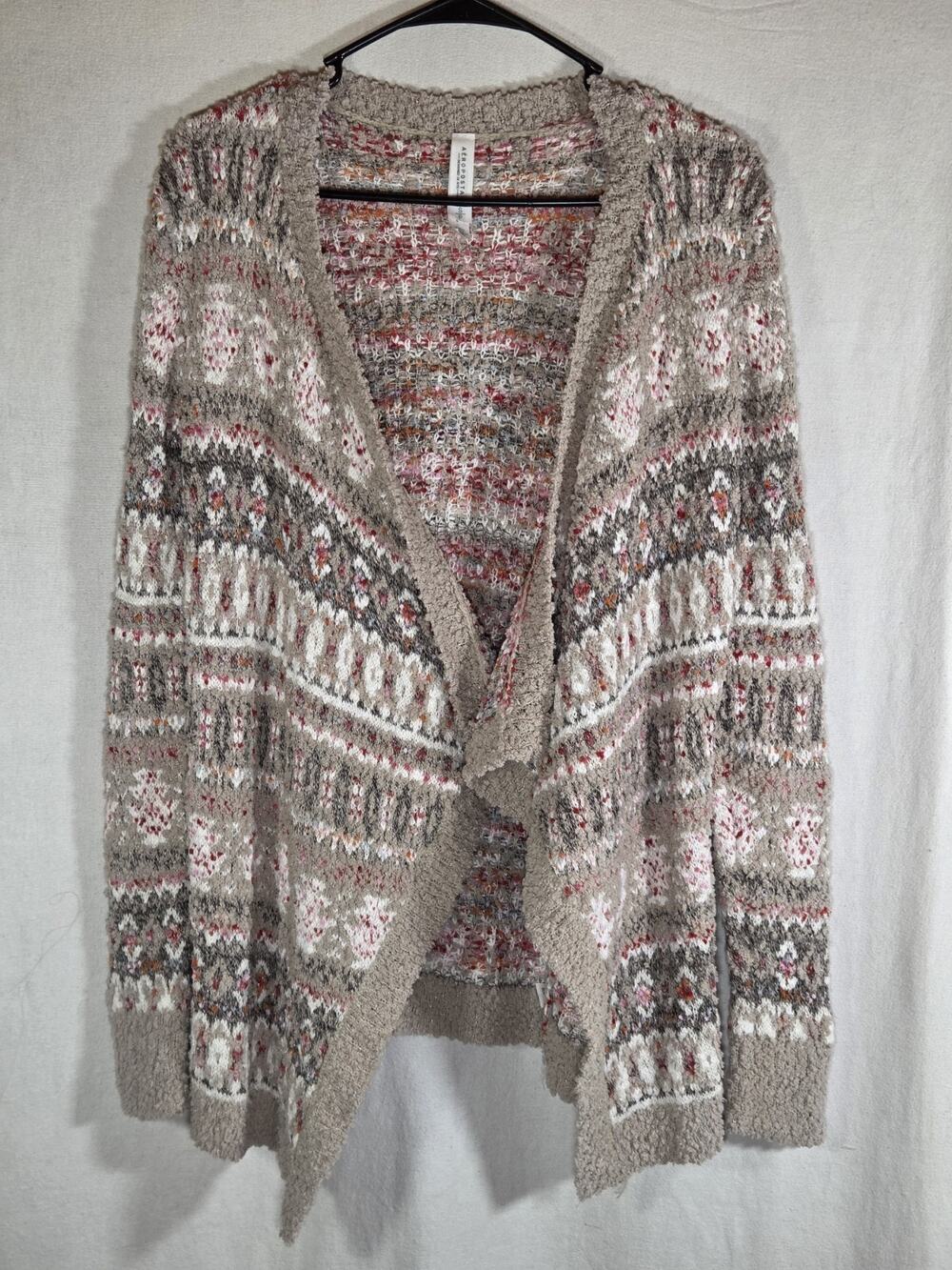 Aeropostale Fair Isle Popcorn Knit Open Front Cardigan Sweater Size S/P Boho